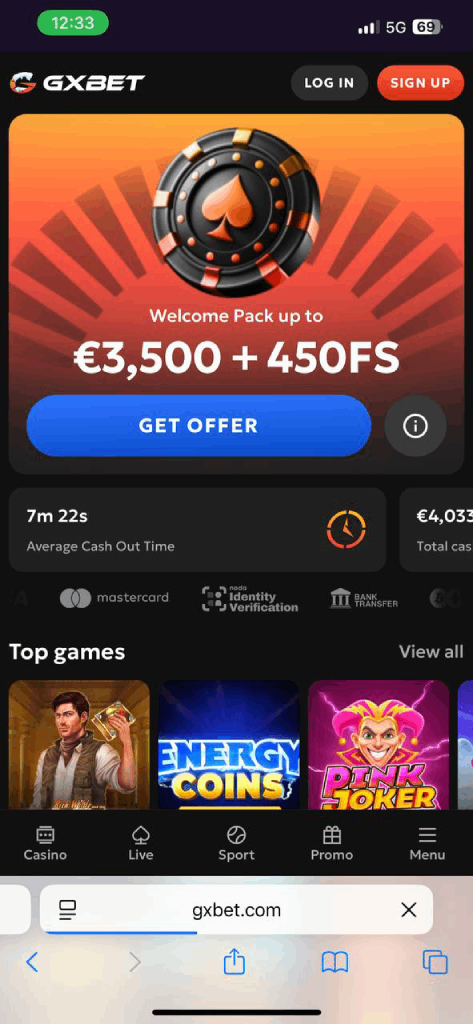 GXBet Casino — mobiel